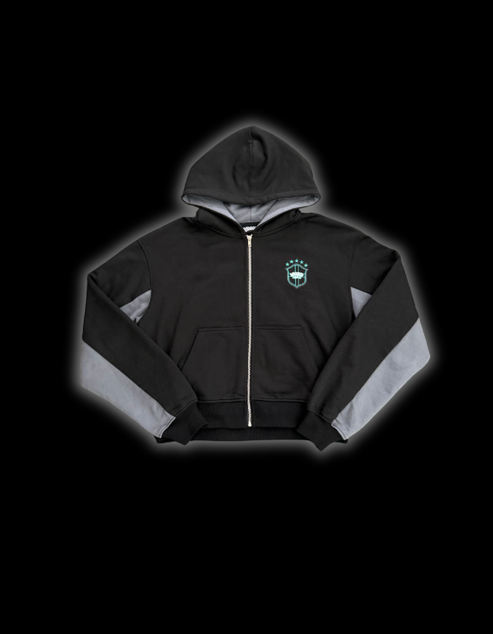 [INCEPTION] HYBRID BRAZIL ZIP HOODIE - CARBON BLACK